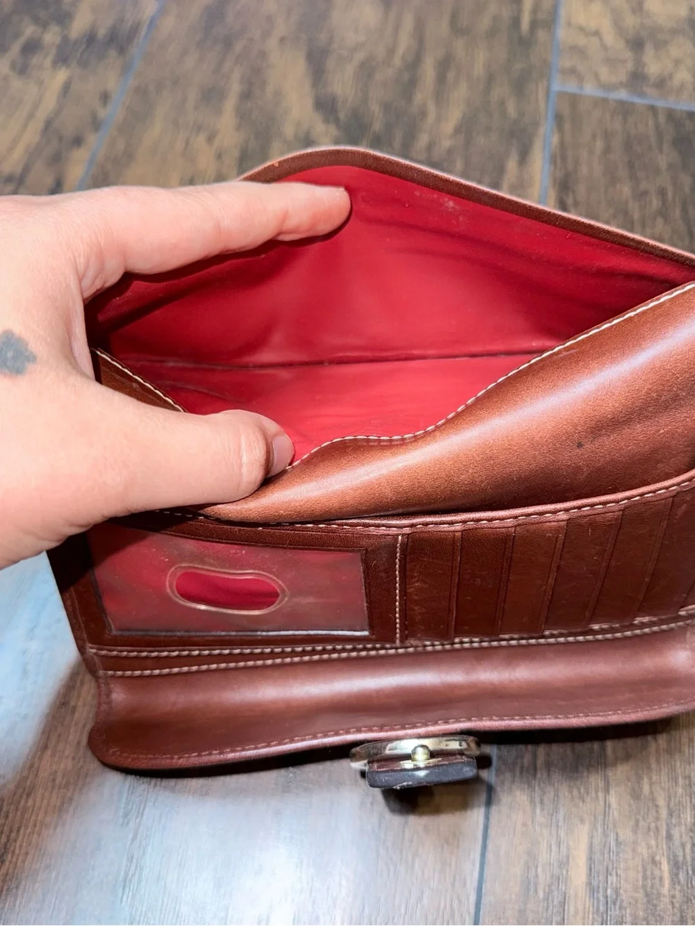 Dooney & Bourke Tan Monogram Wallet with Brown Trim